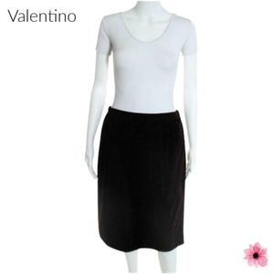 Valentino Boutique Vintage Maroon Red Cotton Velvet Pleated Skirt Size 14